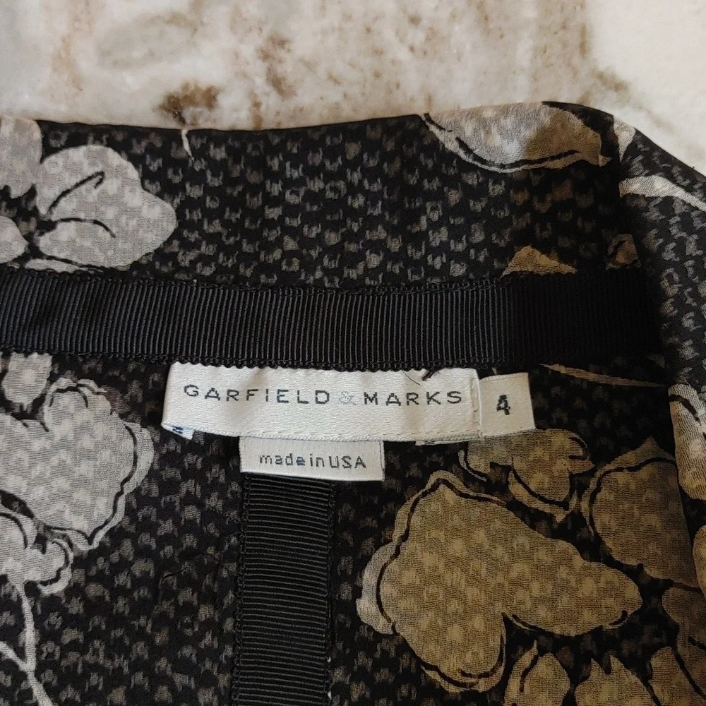 VTG Garfield Marks Tweed Blazer Grosgrain Trim Black and Tan Size 4